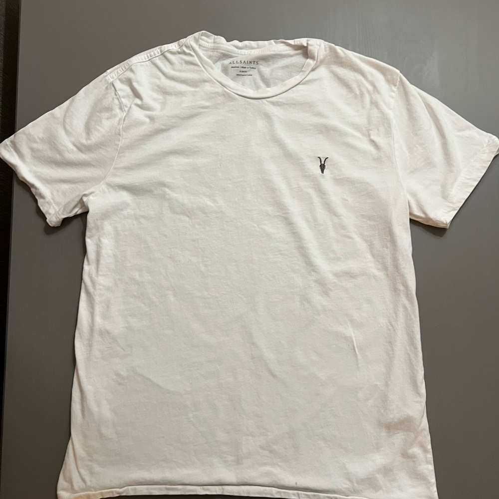 All Saints Women’s basic White cotton T-Shirt, size M